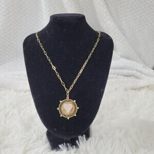 Gold Heart Sunburst Pendant Necklace